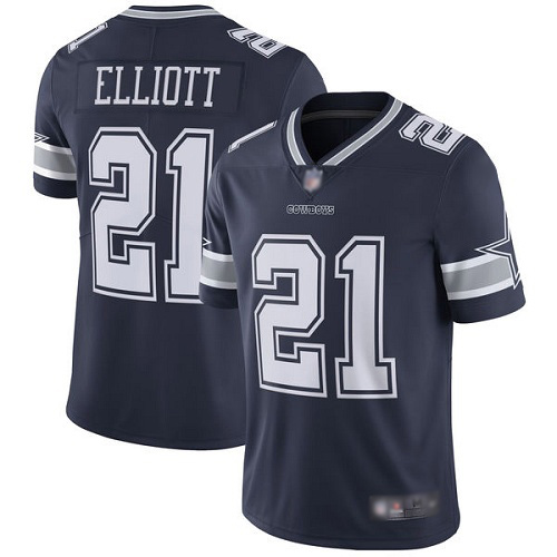 Men Dallas Cowboys Limited Navy Blue Ezekiel Elliott Home 21 Vapor Untouchable NFL Jersey